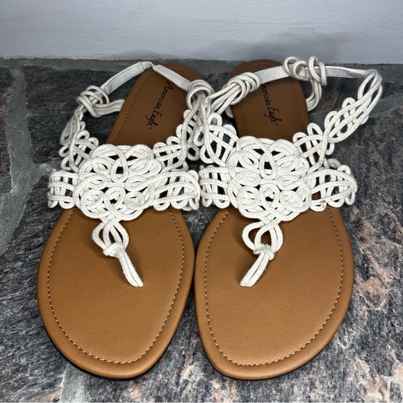 #170 American Eagle by Payless Cream Ropey Sandals - Picture 2 of 8